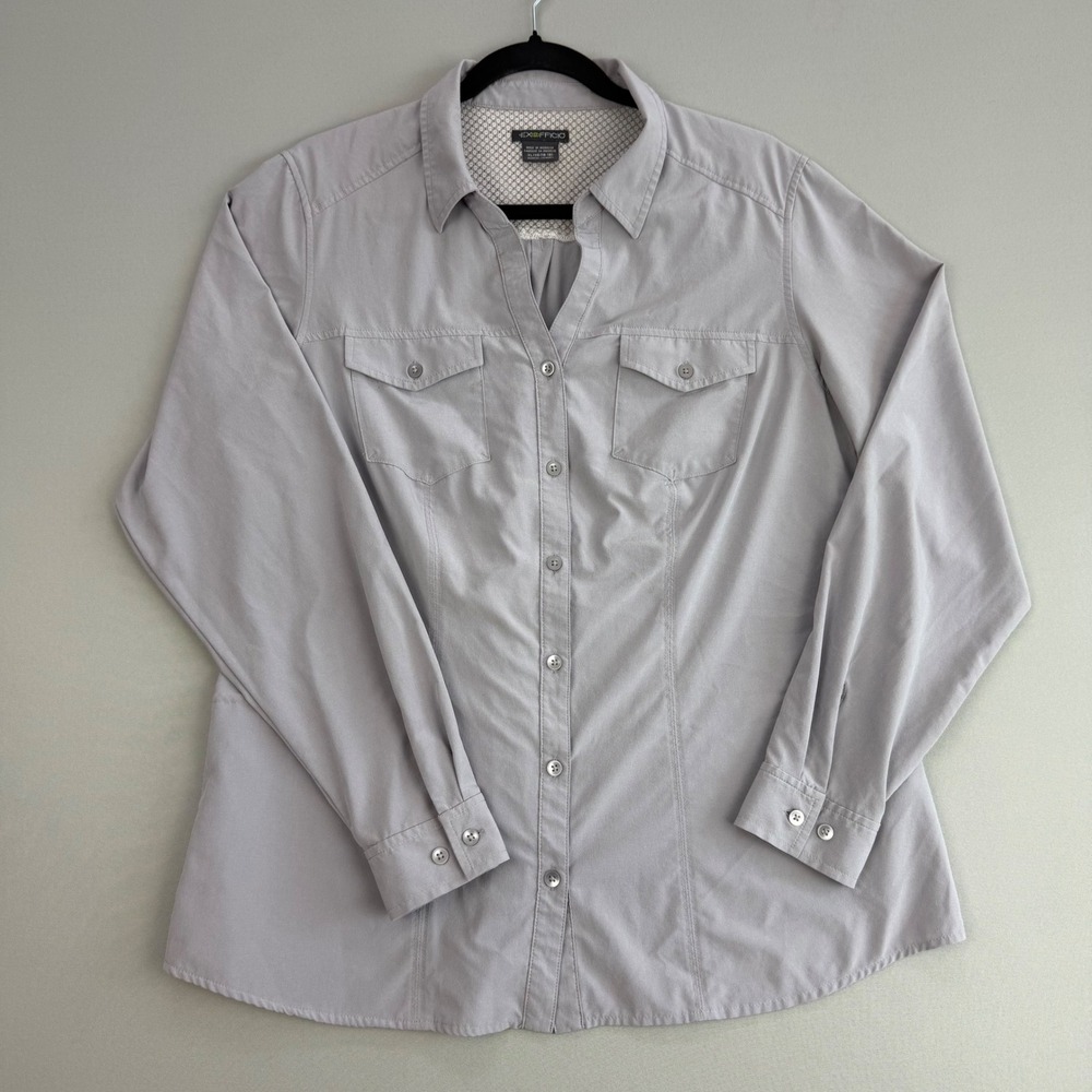 ExOfficio Kizmet Long Sleeve Travel  Hiking Button Down Shirt UPF 50 Womens XL